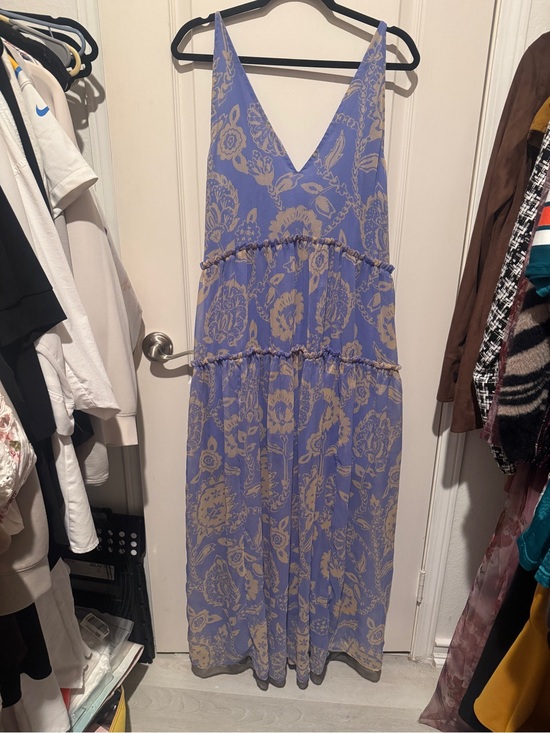 Free People Dresses & Skirts - Free People Blue Floral V-Neck Tiered Maxi Dress